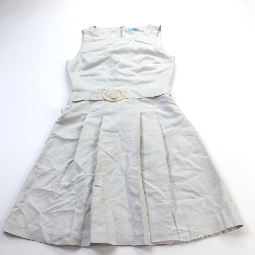 J.McLaughlin 2 100% Silk Fit & Flare Belted Mini Dress Light Gray MINT PLS READ